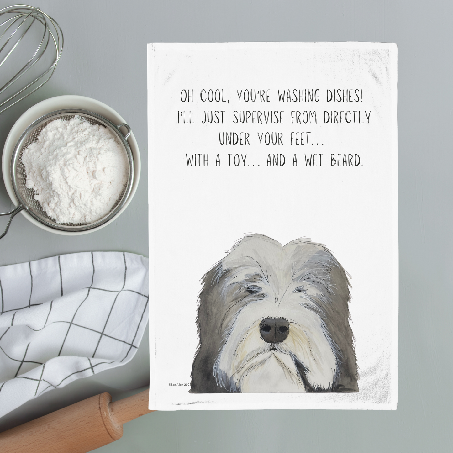 Beardie Chaos Tea Towel – When Hair Meets Hilarity in the Kitchen!