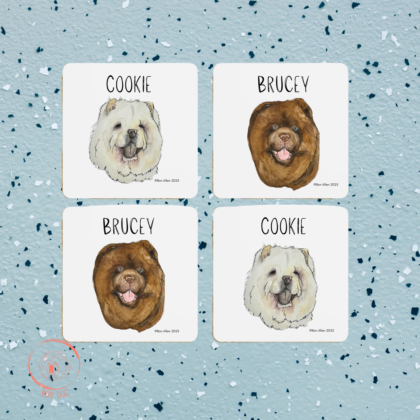 Your Dog, But Make It Art – Custom Coaster Set by Bon Allen!