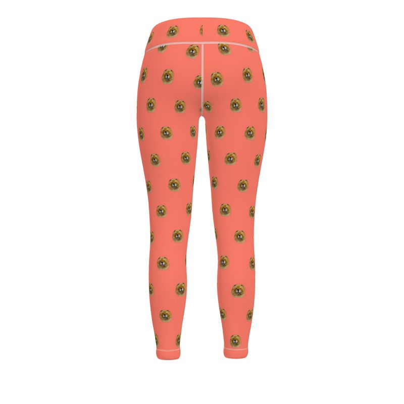 Coral Red Chow Chow Leggings