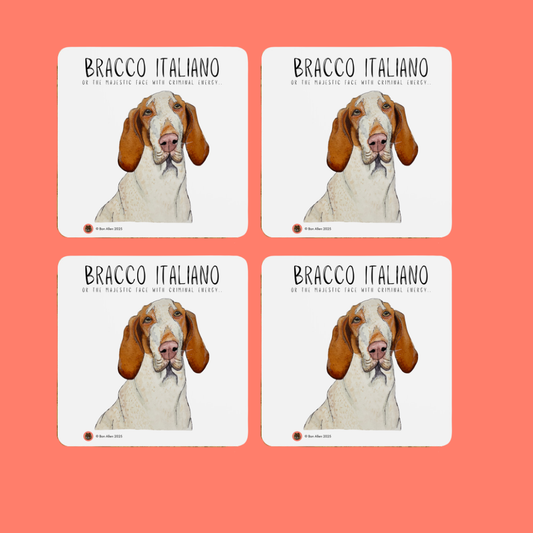 The “Majestic Face, Criminal Energy” Bracco Italiano Coaster Set
