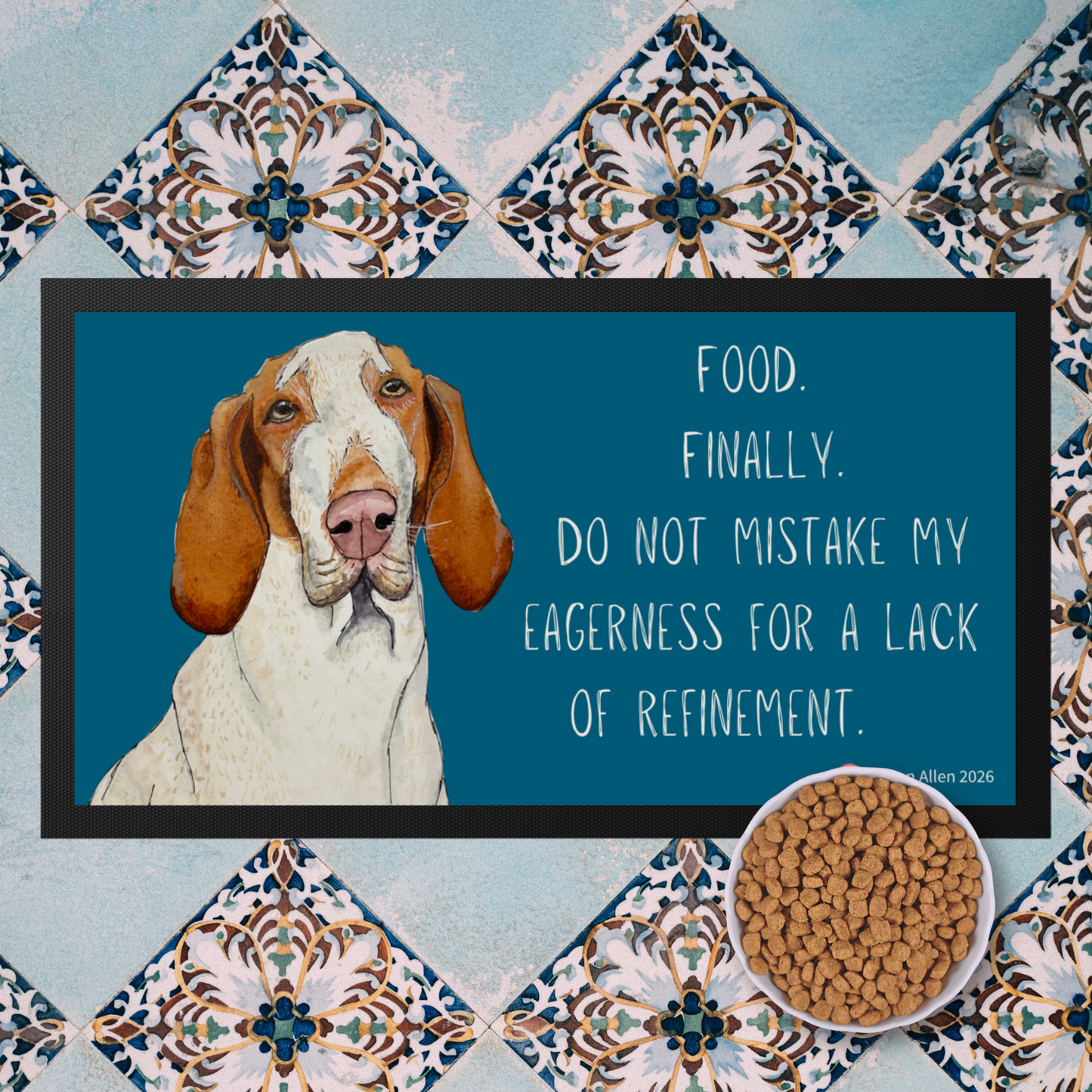Bracco Italiano Pet Bowl Mat – Majestic Face with Criminal Energy Funny Dog Accessory