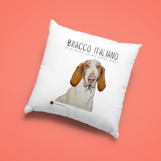 Bracco Italiano Cushion Cover – Majestic Face with Criminal Energy Funny Dog Gift