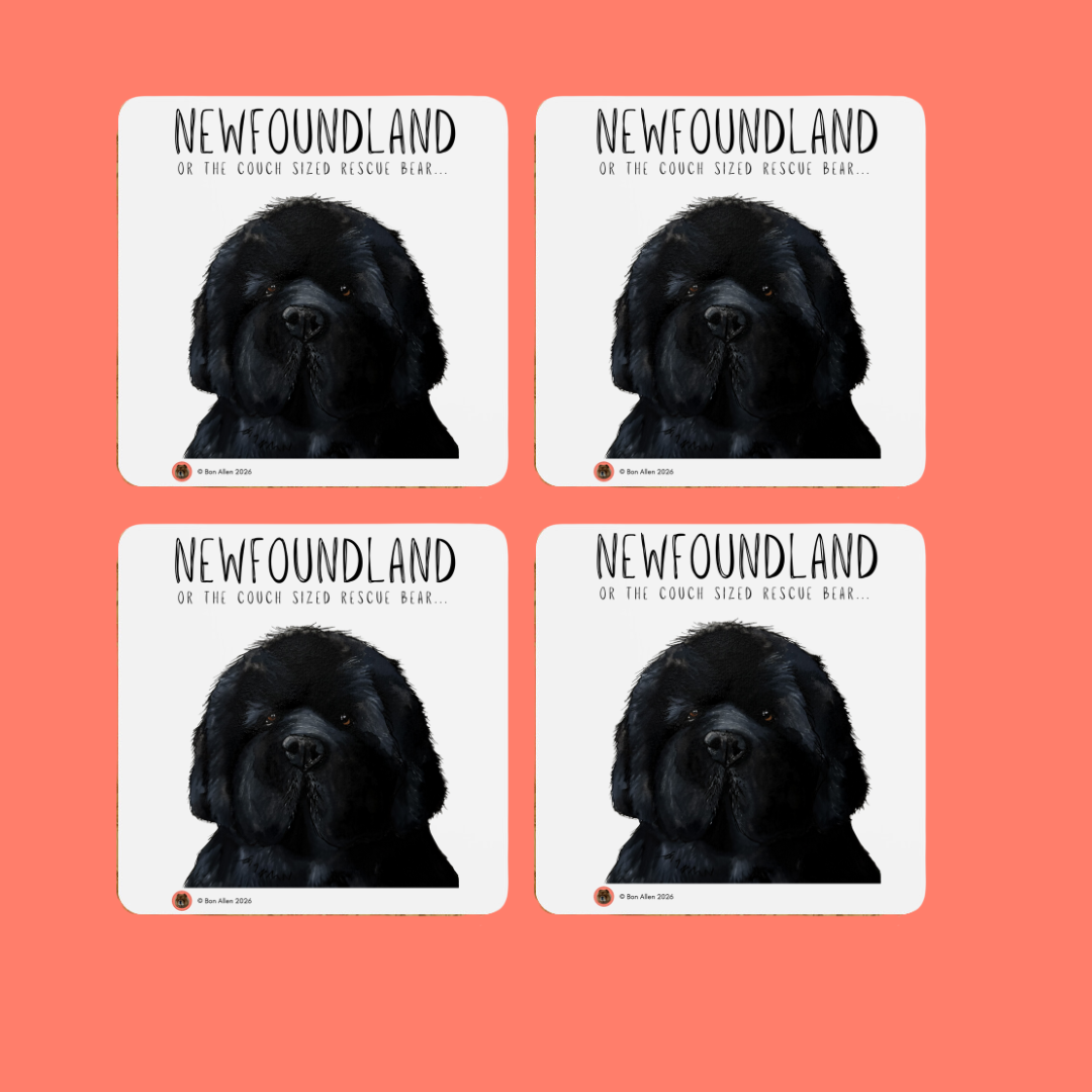 Couch-Sized Rescue Bear Coasters – Set of 4 Made-to-Order Newfoundland Paw-sitivity