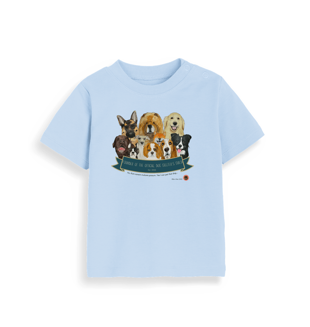 Dusty Blue Printed Kids T-Shirt Front