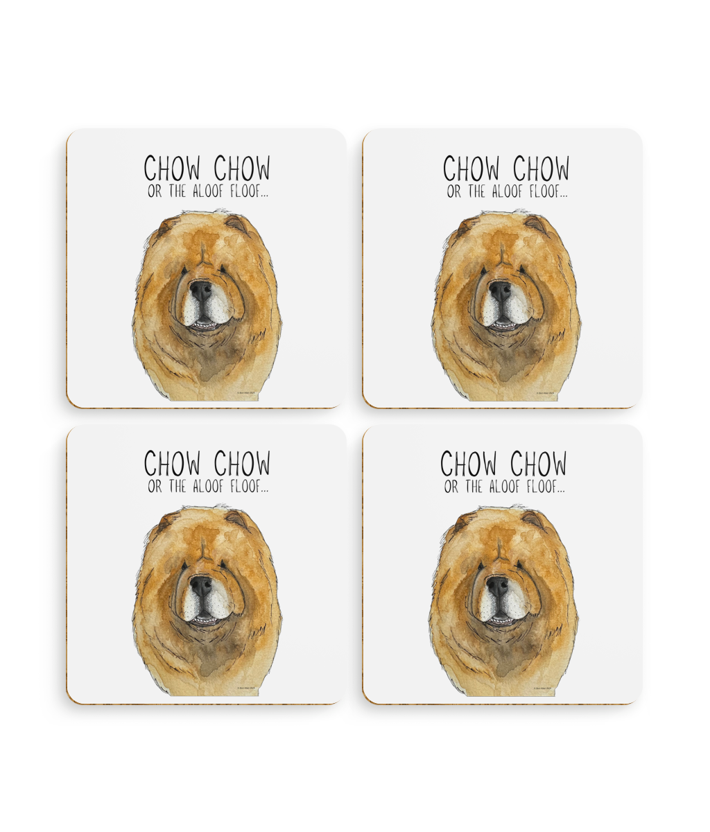 Red Chow Chow Coaster Set – Pack of 4 for Dog Lovers!