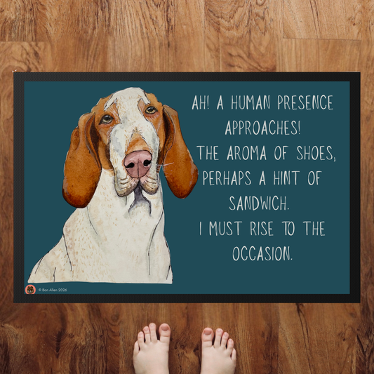Bracco Italiano Doormat – ‘Ah! A Human Presence Approaches’ Funny Dog Welcome Mat