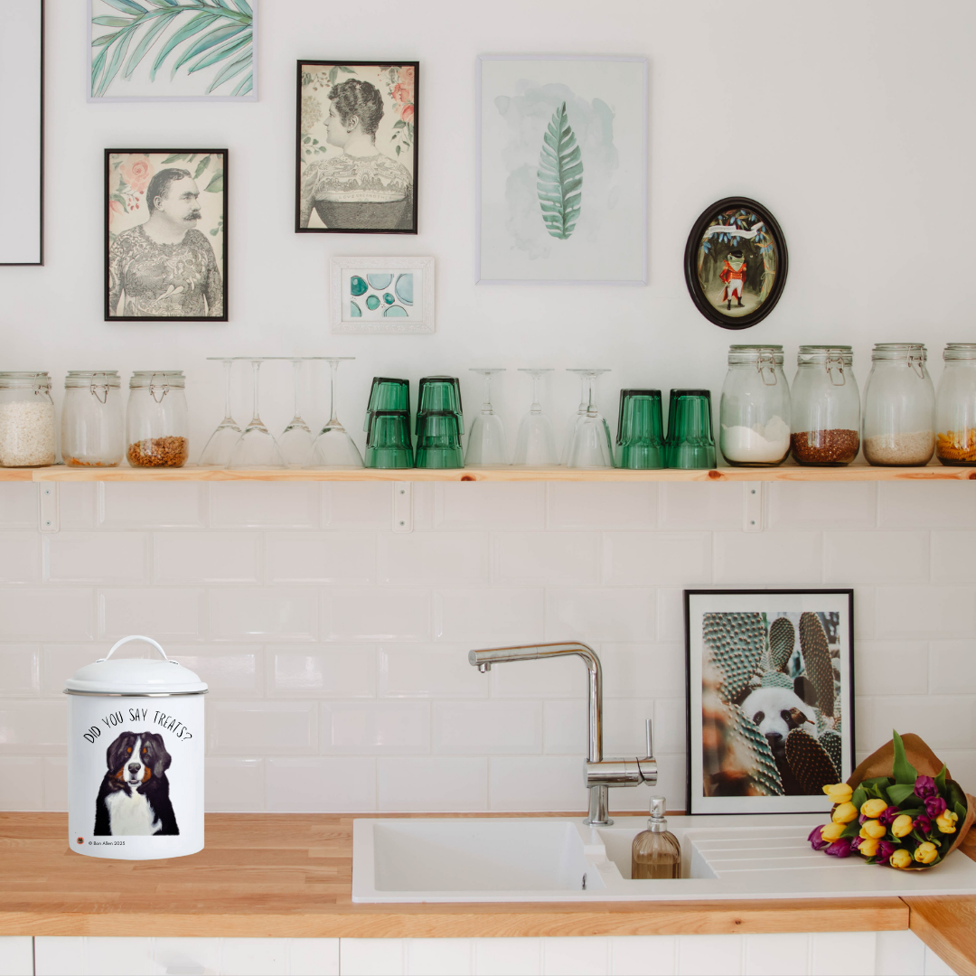 Bernese Mountain Dog Ceramic Treat Jar – Keep the Treats Safe!