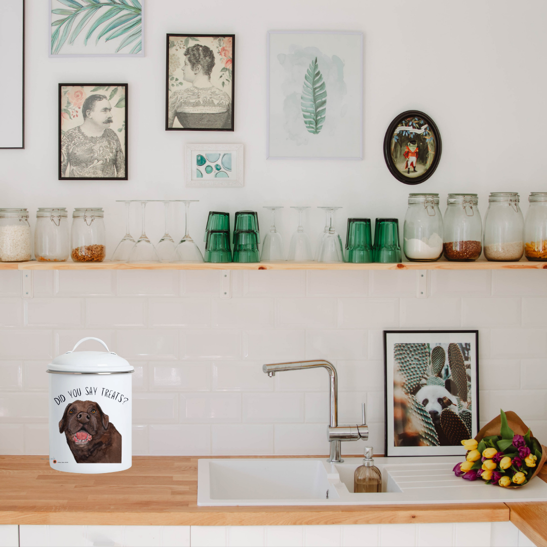 “In Case of Emergency, Break for Biscuits” Enamel Treat Jar – Starring the Om Nom Nomnivore