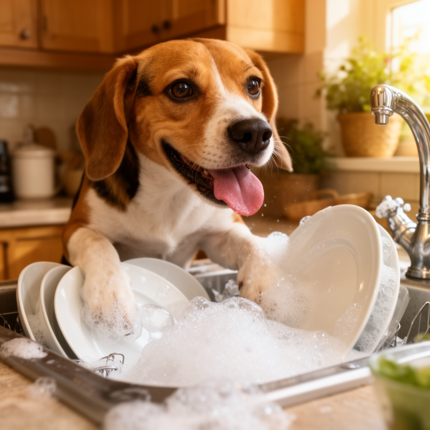 Beagle Bubble Patrol Teatowel – Hilarious Dog Kitchen Humor