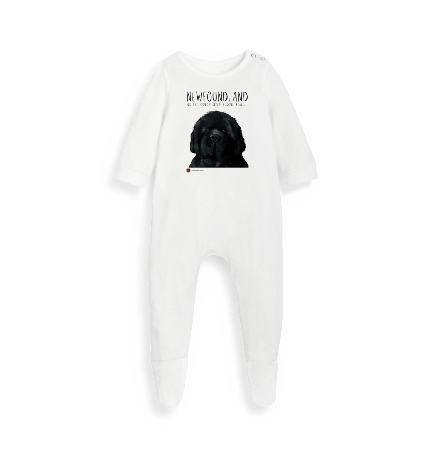 White Printed baby grow Front