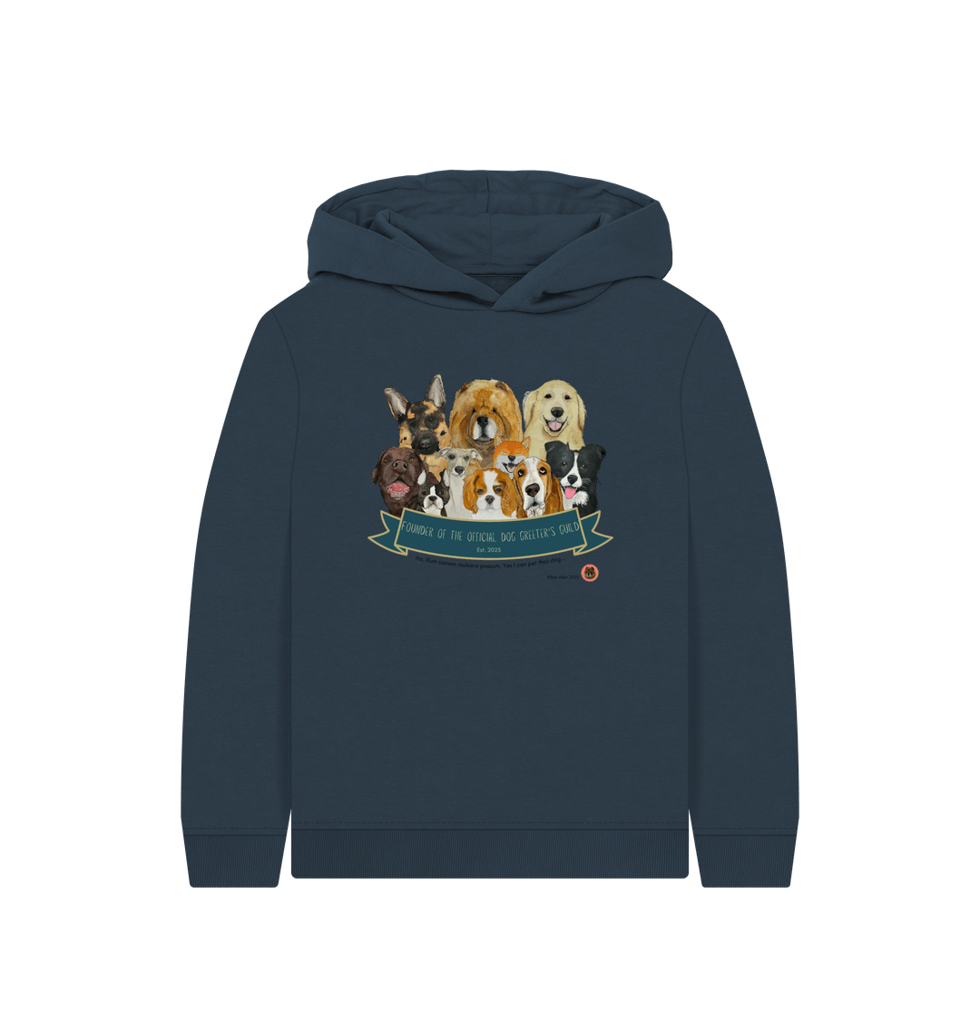 Navy Blue Printed Kids Hoodie Front