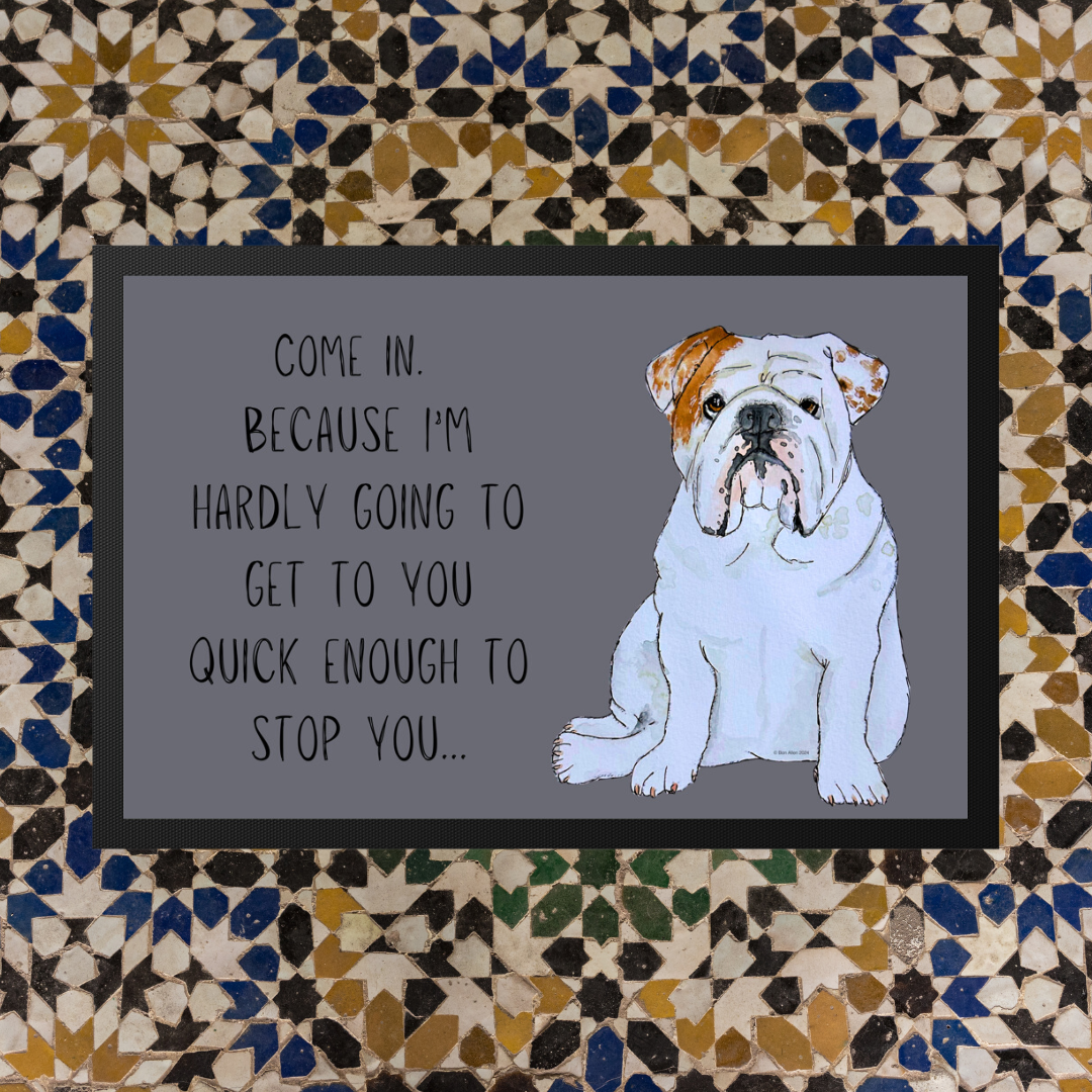 Paw-some Welcome: Custom Dog Breed Door Mat – Hilarious Slogan for Every Pup Personality!