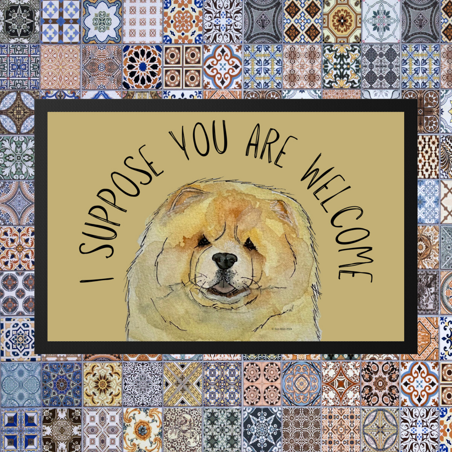 Welcome in Style: Fawn Chow Chow "I Suppose You Are Welcome" Doormat