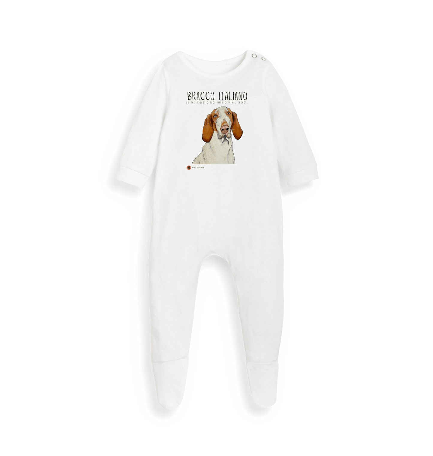 White Printed baby grow Front