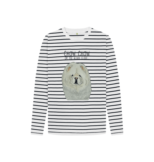 Navy Stripes Cream Chow Chow Child's Breton Long Sleeved T Shirt