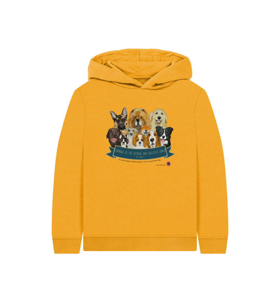 Mustard Printed Kids Hoodie Front