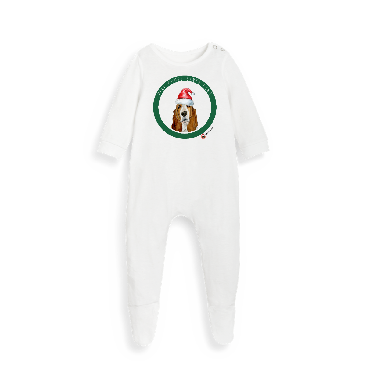 Here Comes Santa Paws Baby Sleepsuit