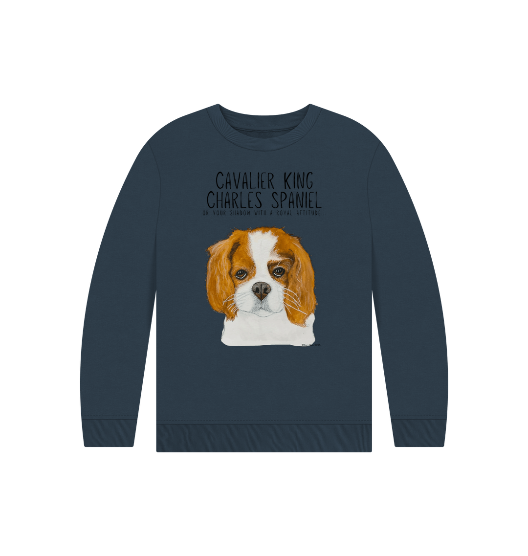 Royal Shadows & Snack Time: Eco Kids Sweatshirt with Cavalier Charm