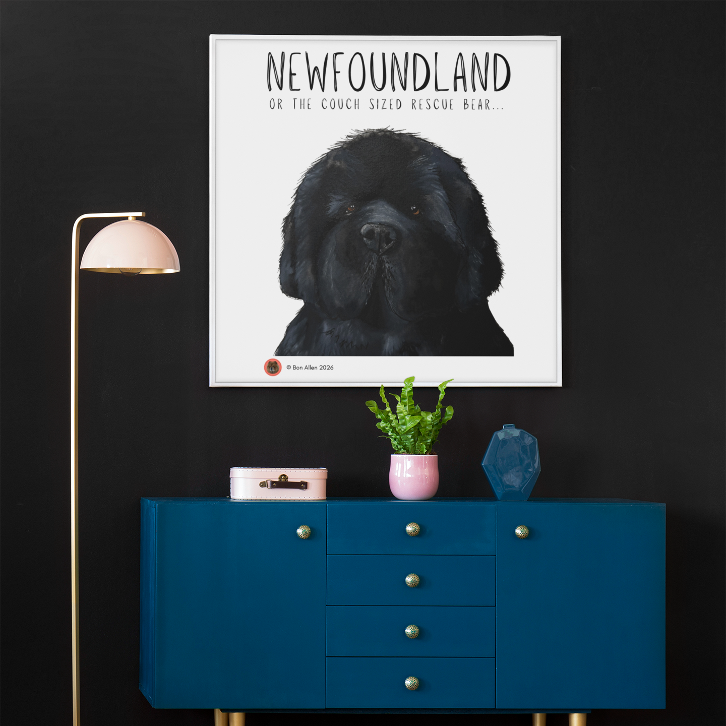 Couch-Sized Rescue Bear Wall Art – Majestic Newfoundland Decor for Dog Lovers