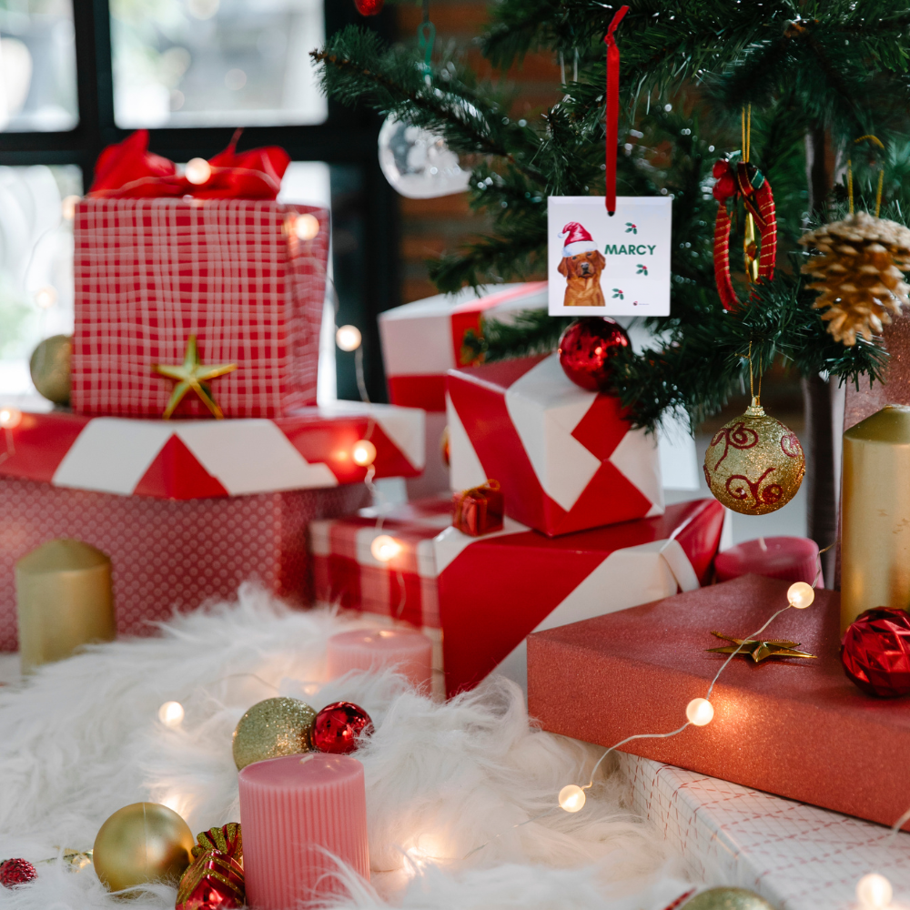 Personalised Frosted Glass Square Christmas Ornament