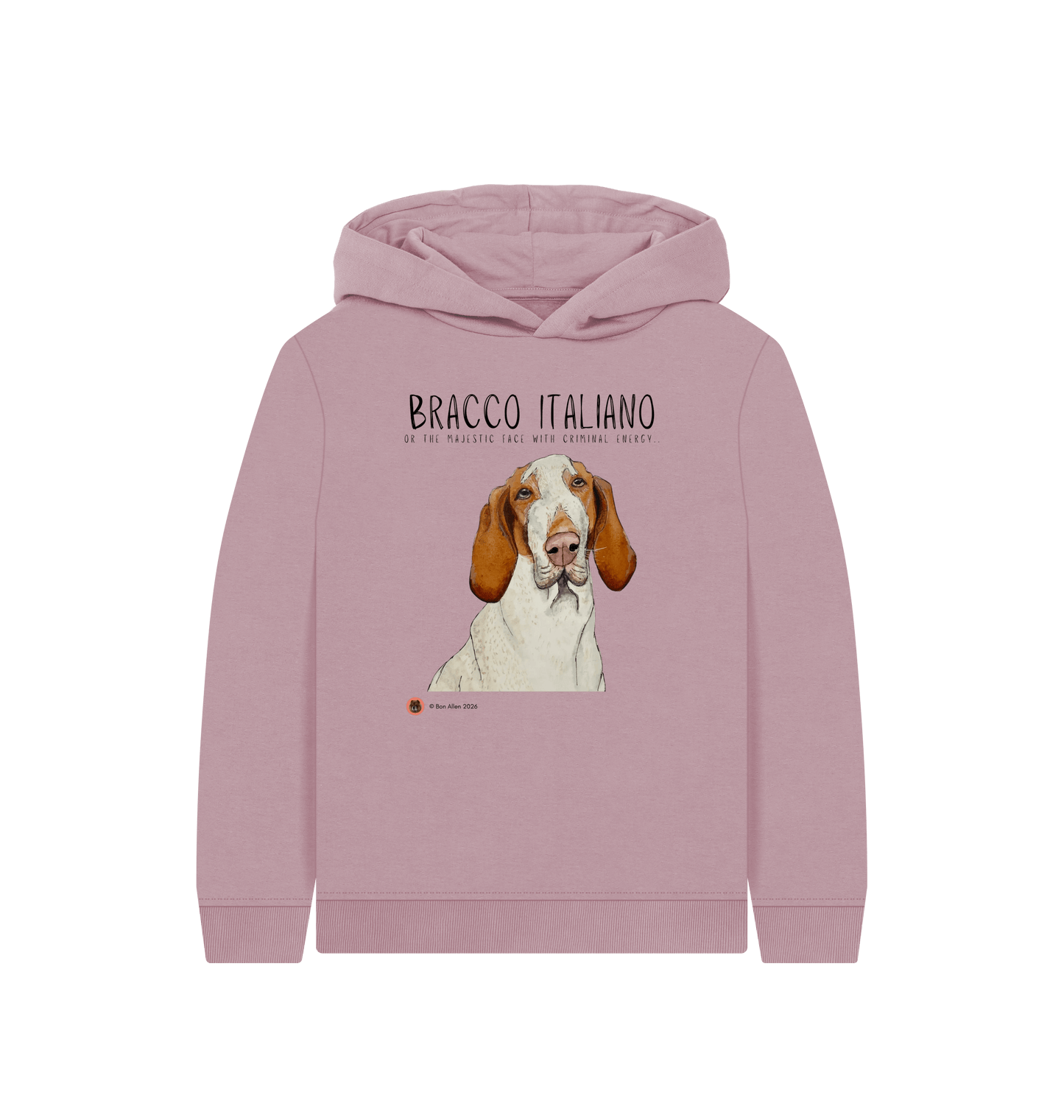 Mauve Printed Kids Hoodie Front