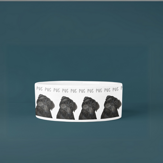 Black Pug Perfection: The High-End Ceramic Dog Bowl for Snorty Royals!