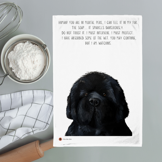Newfoundland Guardian Teatowel – Hilarious “Human in Mortal Peril” Made-to-Order