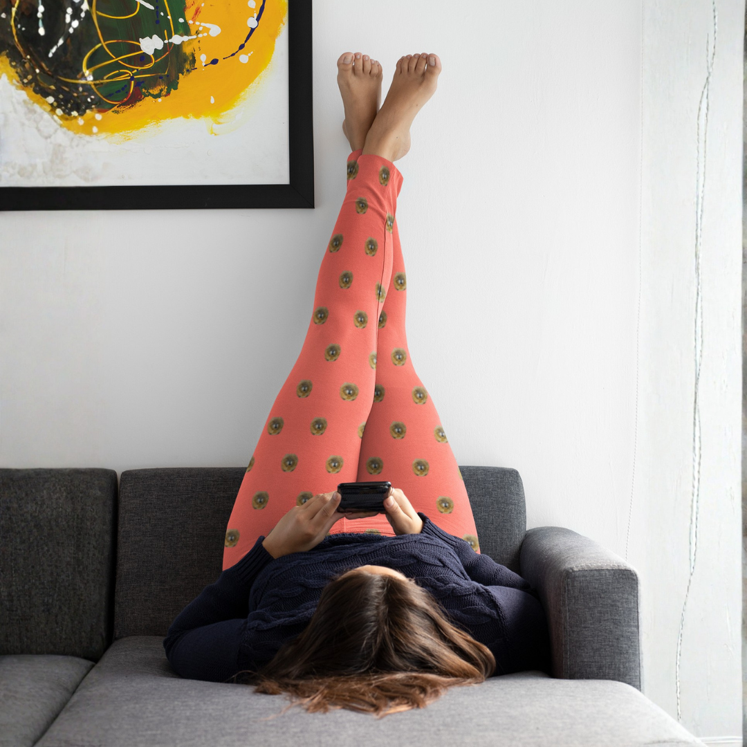 Coral Red Chow Chow Leggings