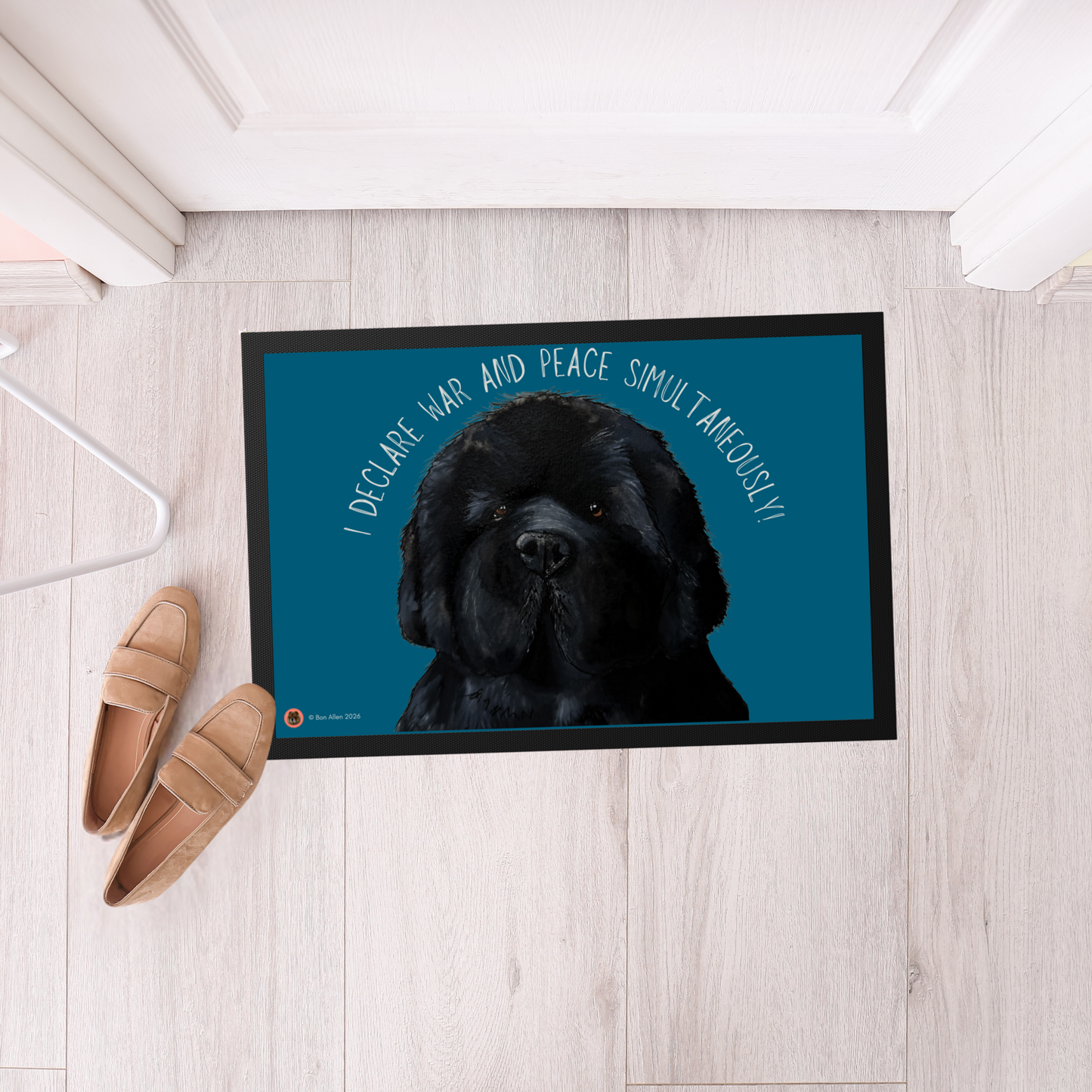 Newfoundland Doormat – “I Declare War and Peace Simultaneously!” Dog Humour Welcome Mat