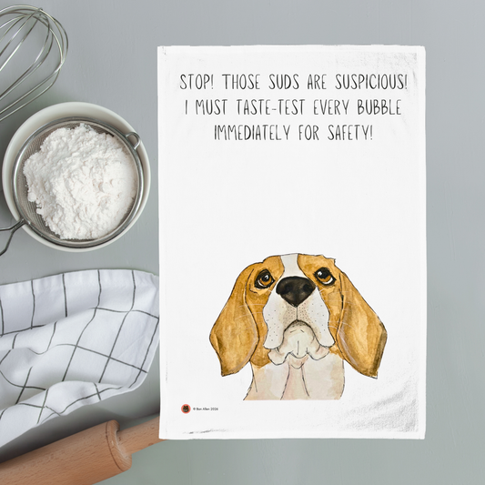 Beagle Bubble Patrol Teatowel – Hilarious Dog Kitchen Humor
