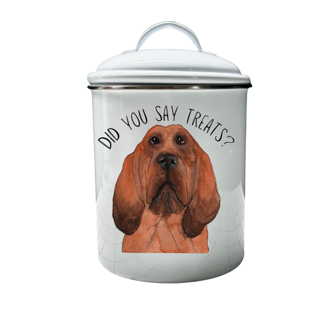 Don’t Forget the Treats! Custom Dog Breed White Enamel Treat Jar