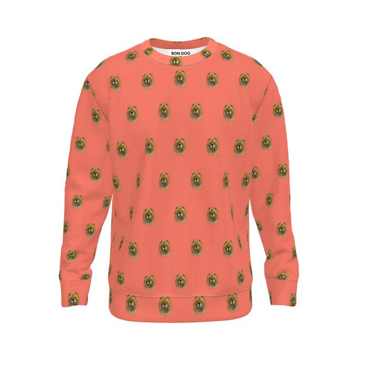 Luxury Ponte Sweatshirt – Regal Red Chow Chow Fluff Statement Piece