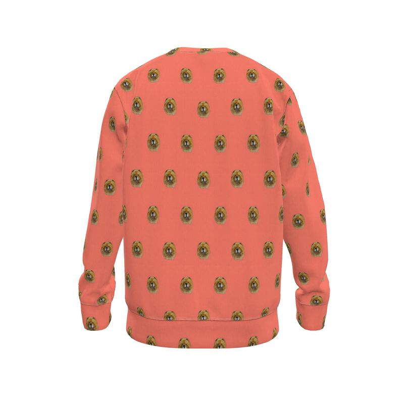 Luxury Ponte Sweatshirt – Regal Red Chow Chow Fluff Statement Piece