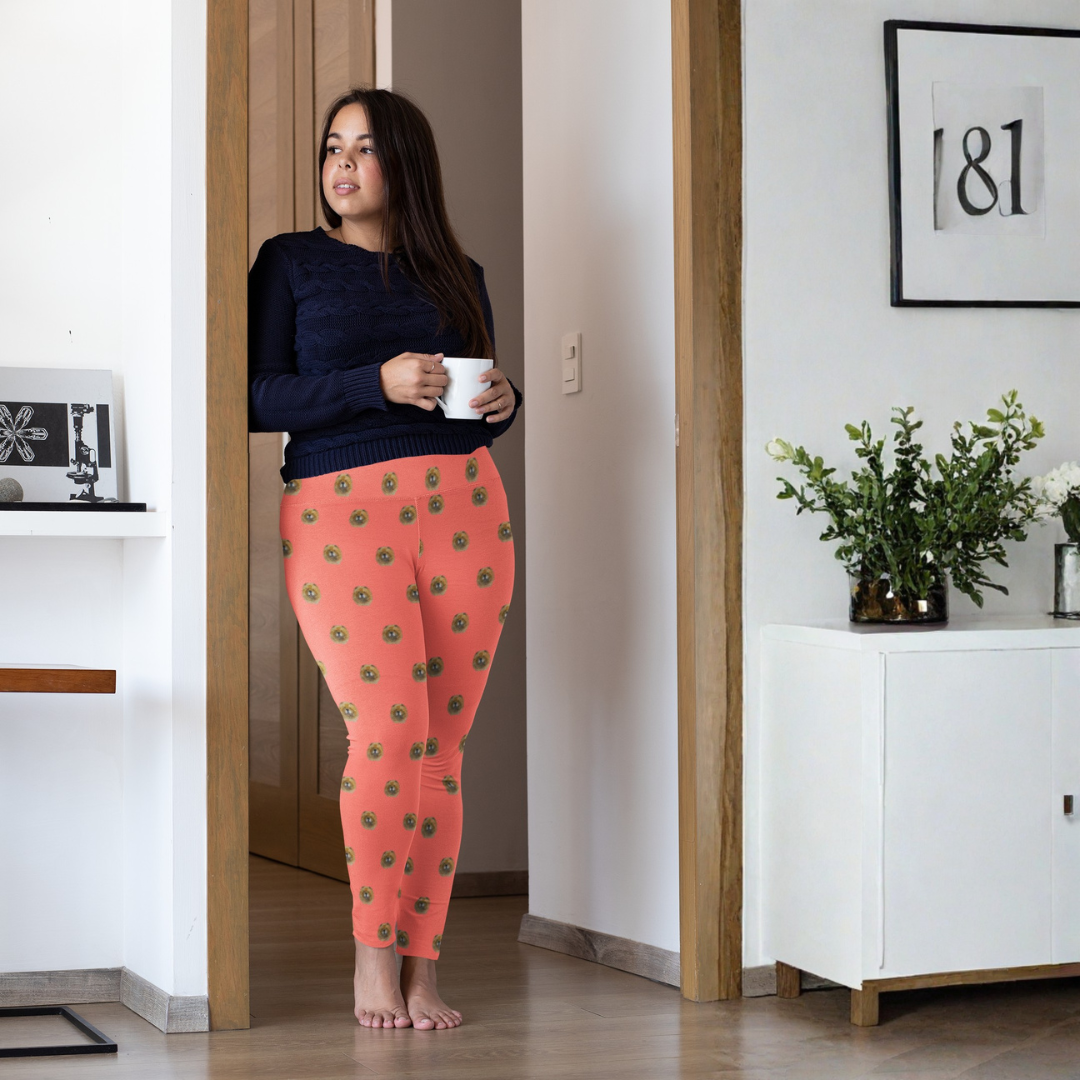 Coral Red Chow Chow Leggings