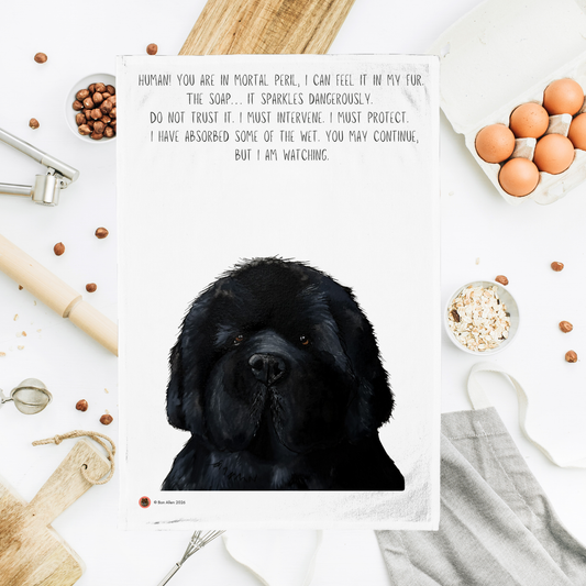 Newfoundland Guardian Teatowel – Hilarious “Human in Mortal Peril” Made-to-Order