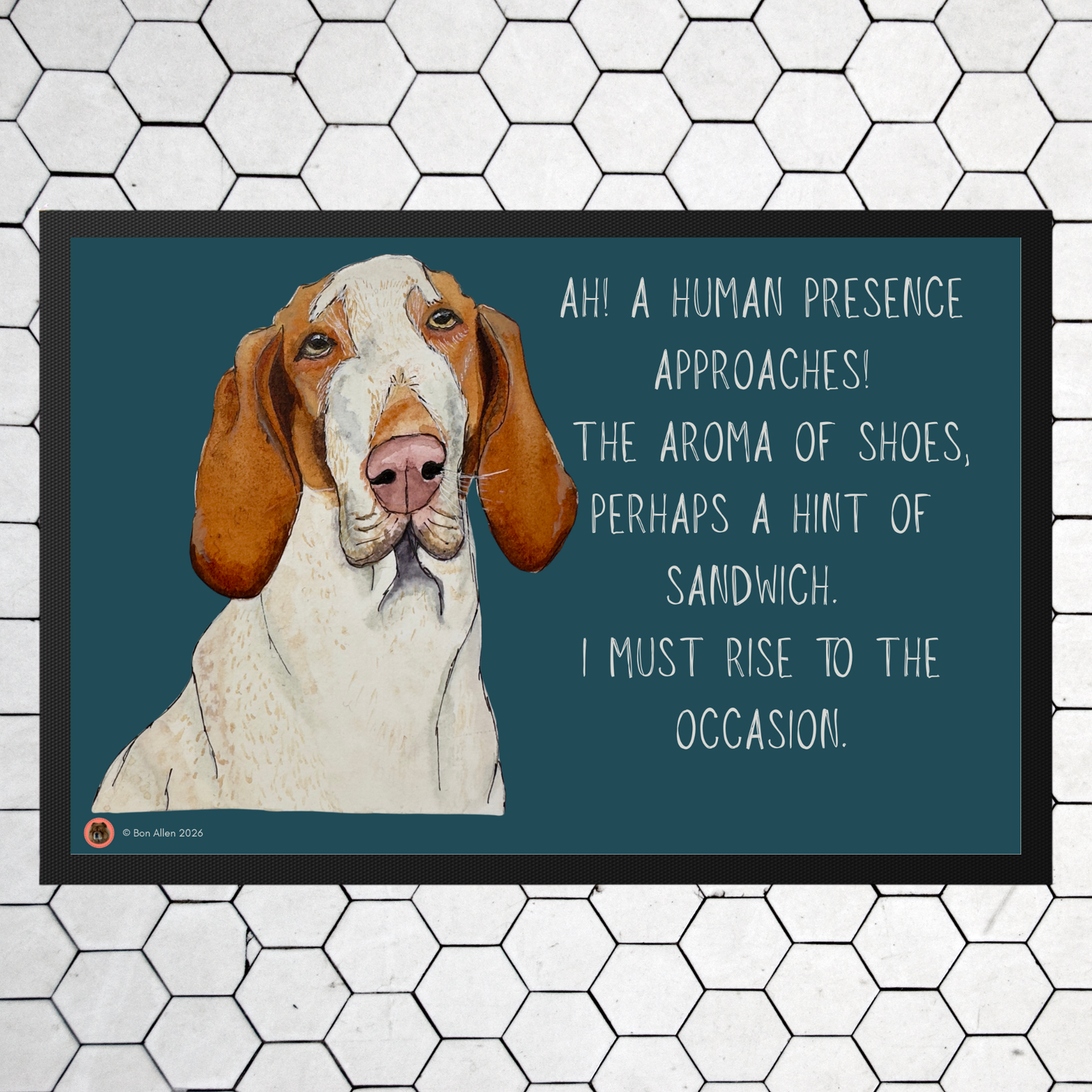 Bracco Italiano Doormat – ‘Ah! A Human Presence Approaches’ Funny Dog Welcome Mat