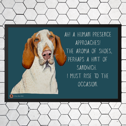 Bracco Italiano Doormat – ‘Ah! A Human Presence Approaches’ Funny Dog Welcome Mat