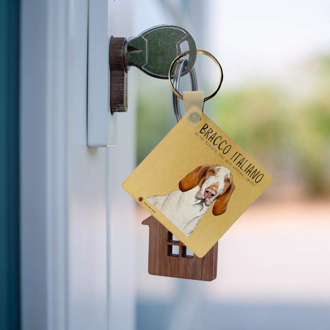 Bracco Italiano Keyring – Majestic Face, Criminal Energy | Made to Order Dog Lover Gift