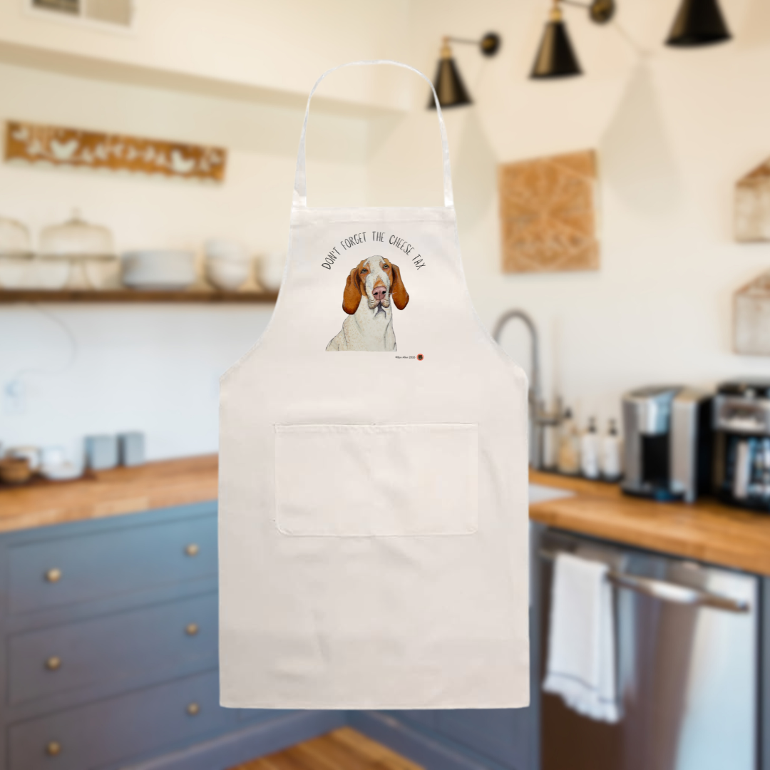 Bracco Italiano Apron – “Don’t Forget the Cheese Tax!” Funny Dog Lover Gift