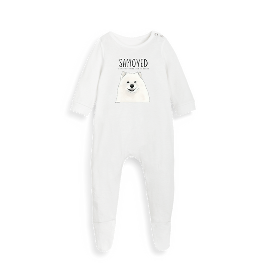 White Printed baby grow