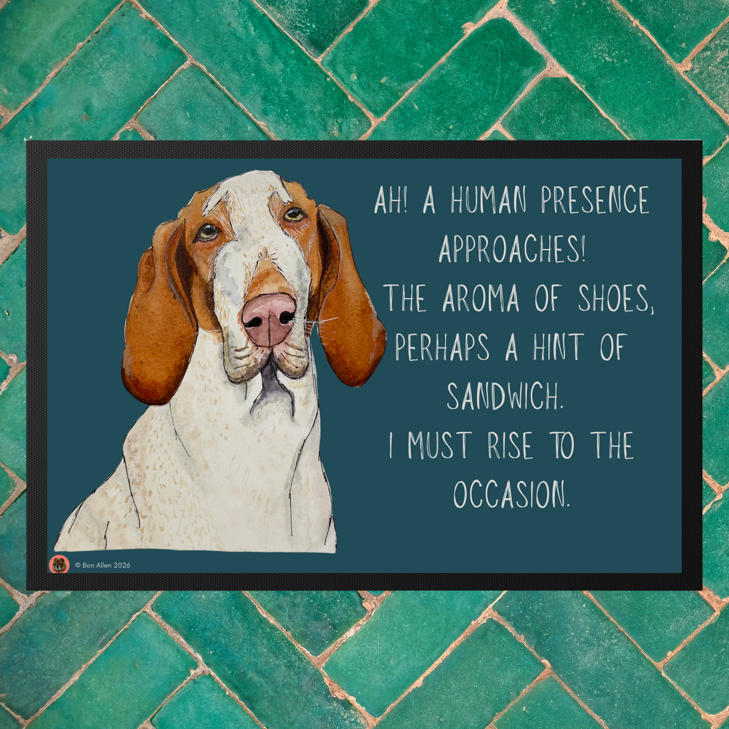 Bracco Italiano Doormat – ‘Ah! A Human Presence Approaches’ Funny Dog Welcome Mat