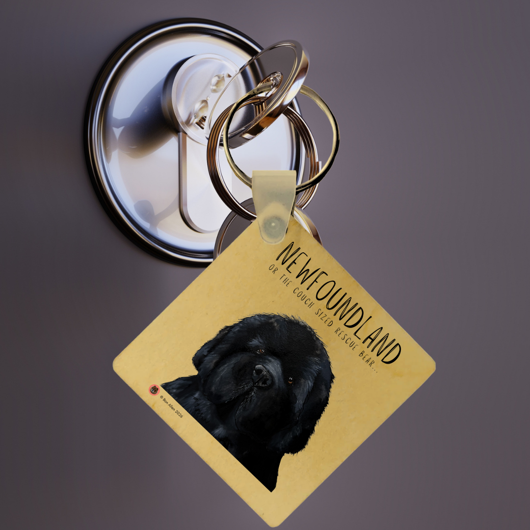 Handmade Newfoundland Key Ring – Couch-Sized Rescue Bear Charm for Dog Lovers