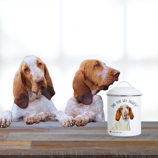 Bracco Italiano Enamel Treat Jar – Majestic Face with Criminal Energy Funny Dog Gift