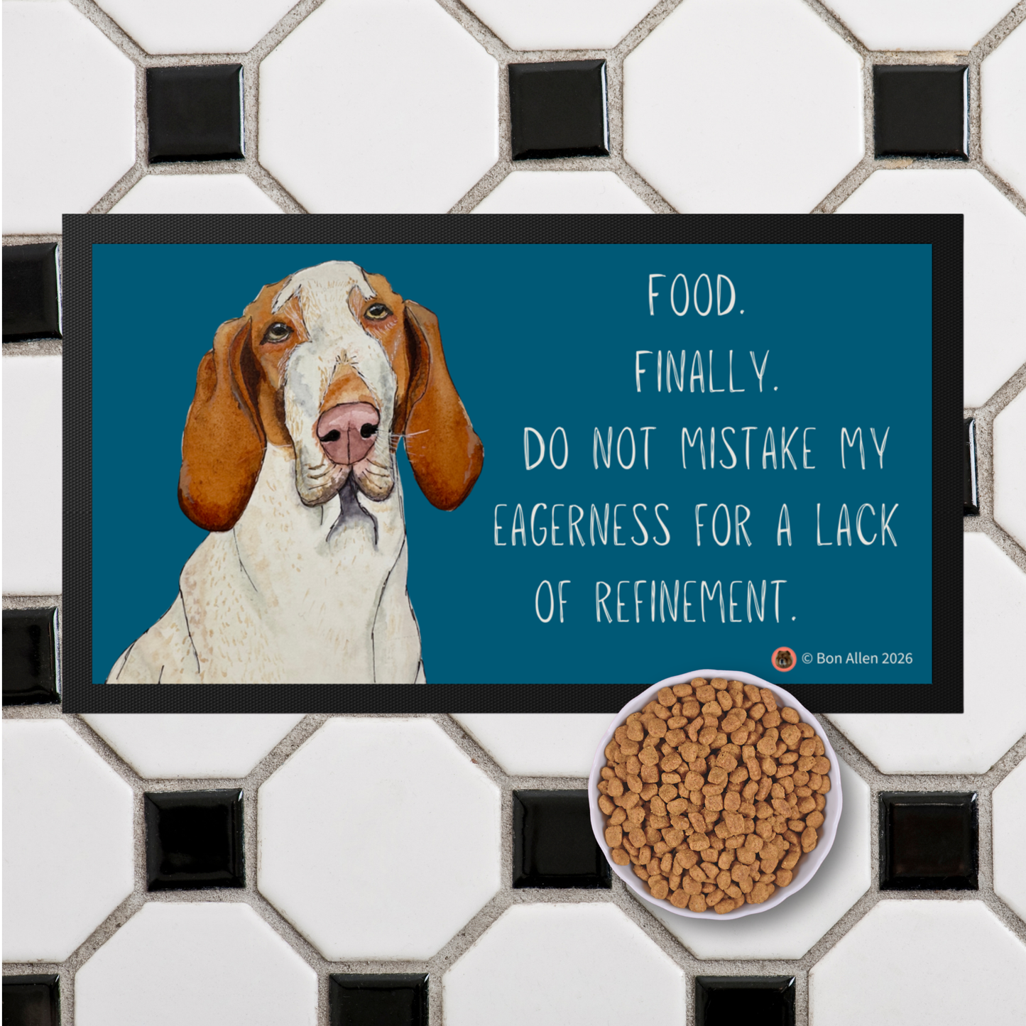 Bracco Italiano Pet Bowl Mat – Majestic Face with Criminal Energy Funny Dog Accessory