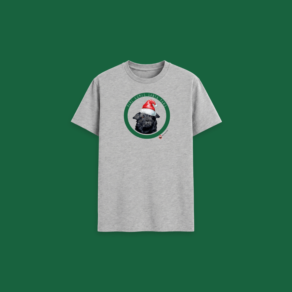 Here Comes Santa Paws Adult T Shirt