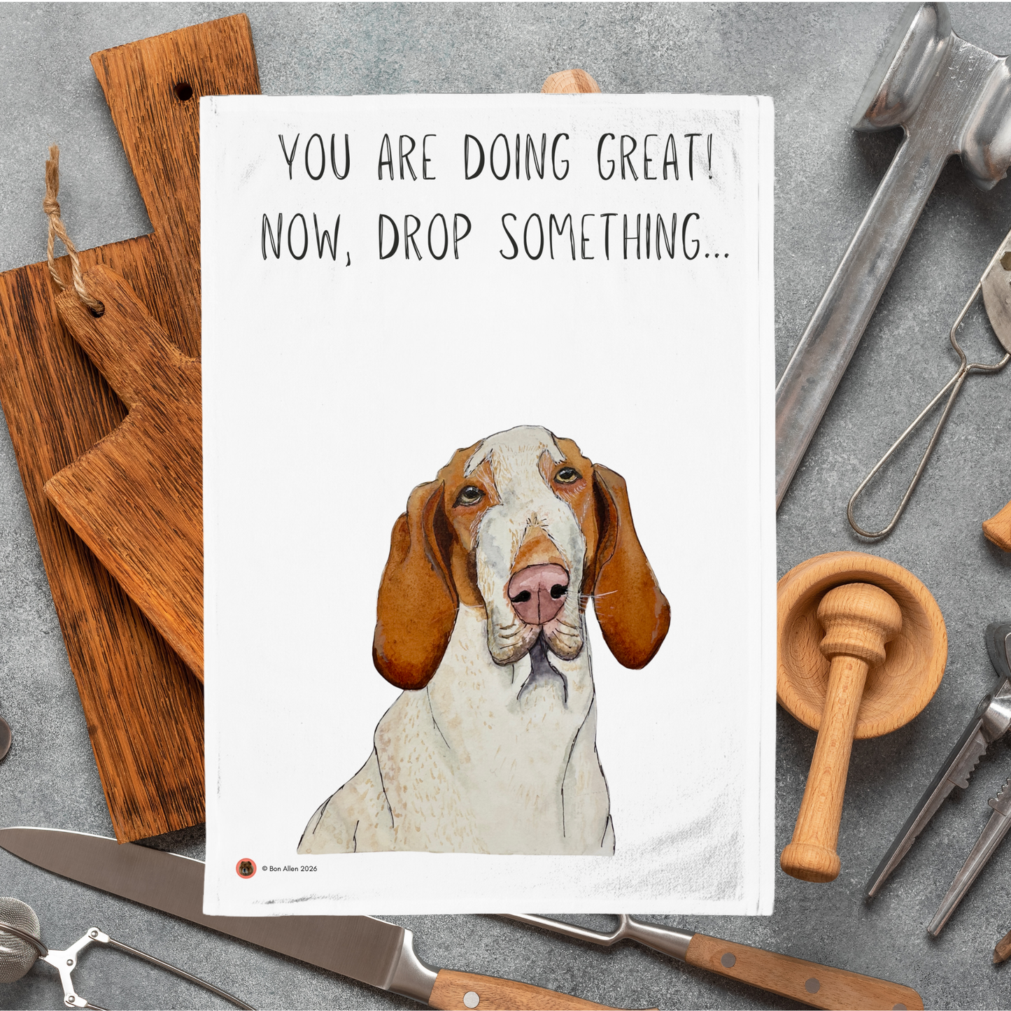 Bracco Italiano Tea Towel
