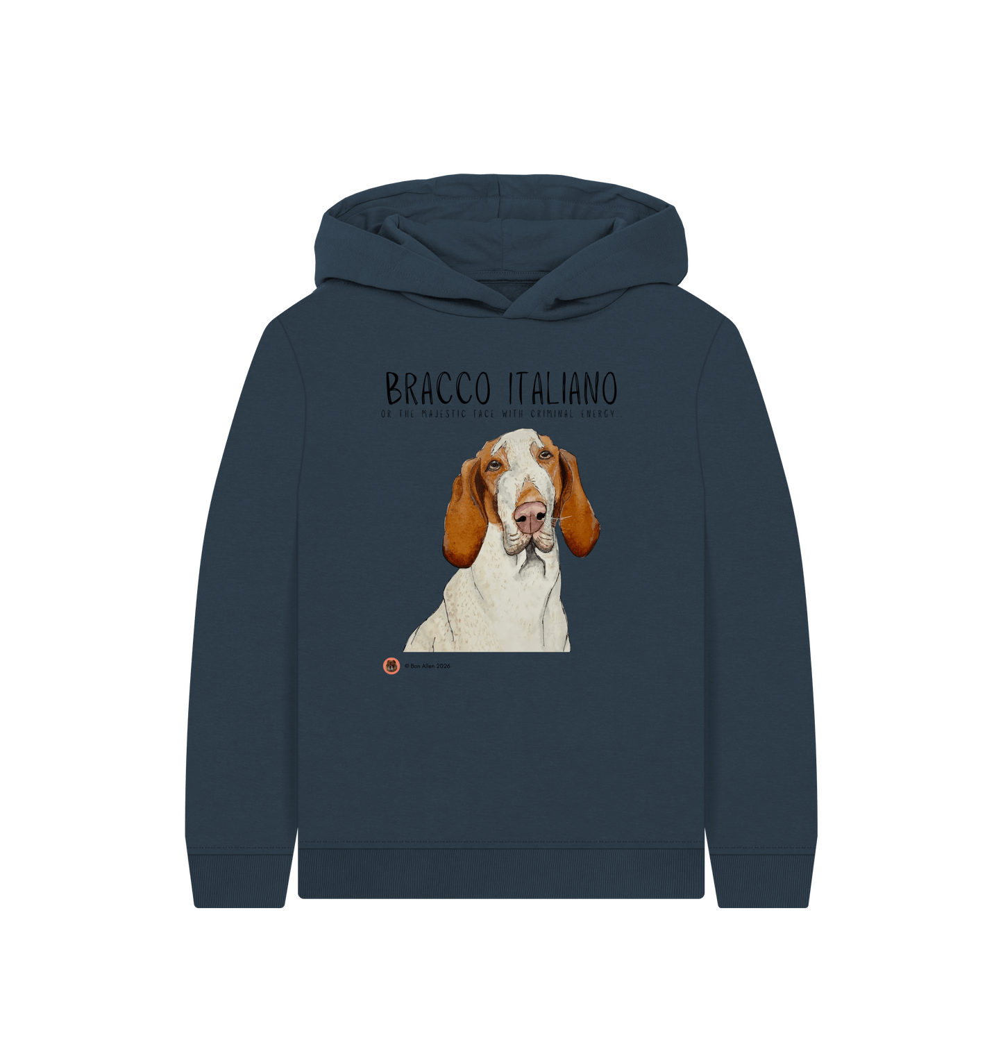 Navy Blue Printed Kids Hoodie Front
