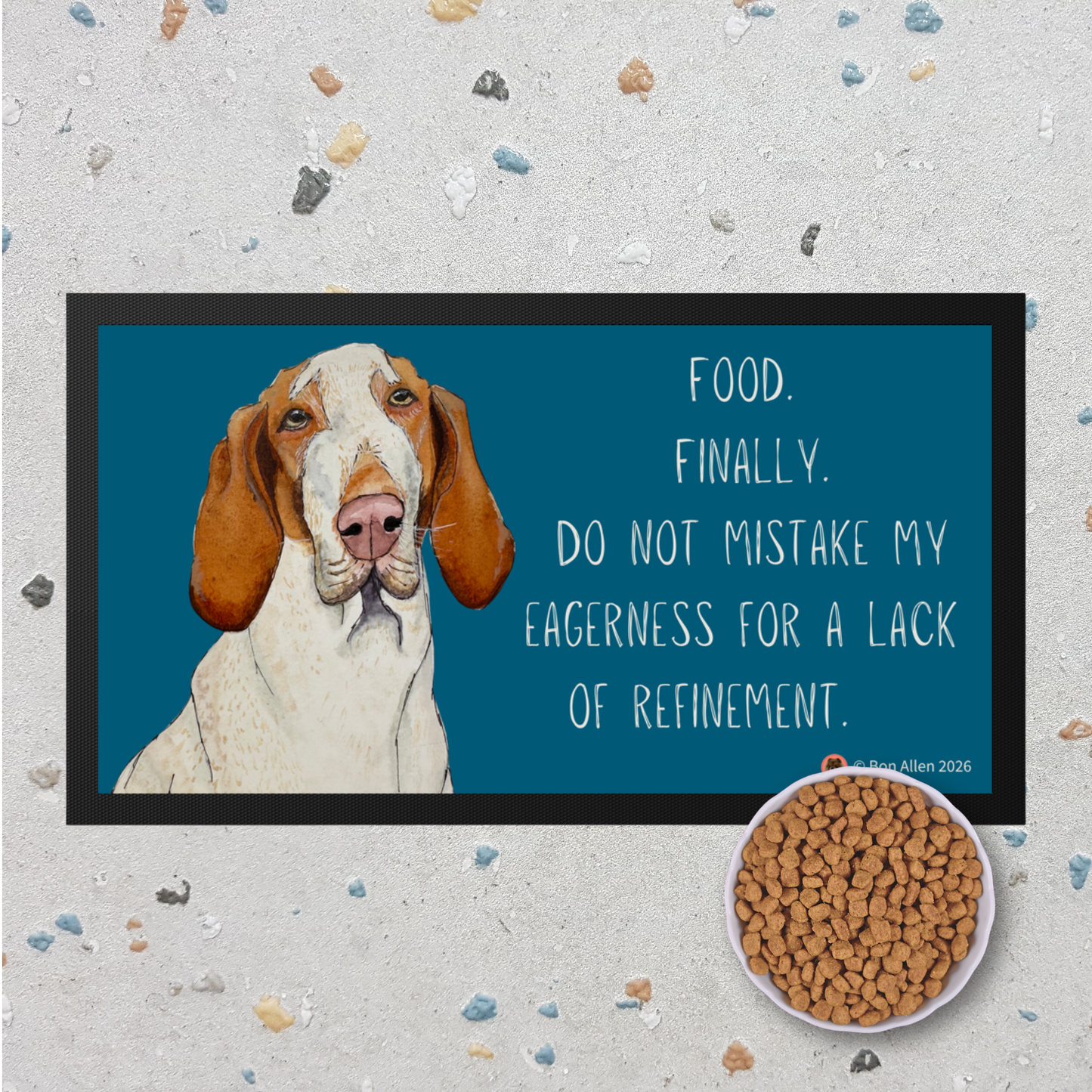 Bracco Italiano Pet Bowl Mat – Majestic Face with Criminal Energy Funny Dog Accessory