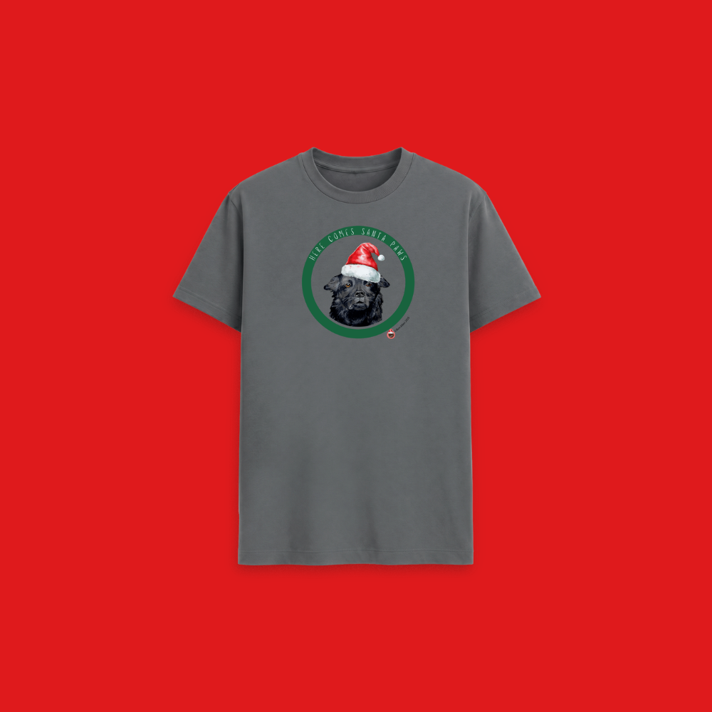 Here Comes Santa Paws Adult T Shirt