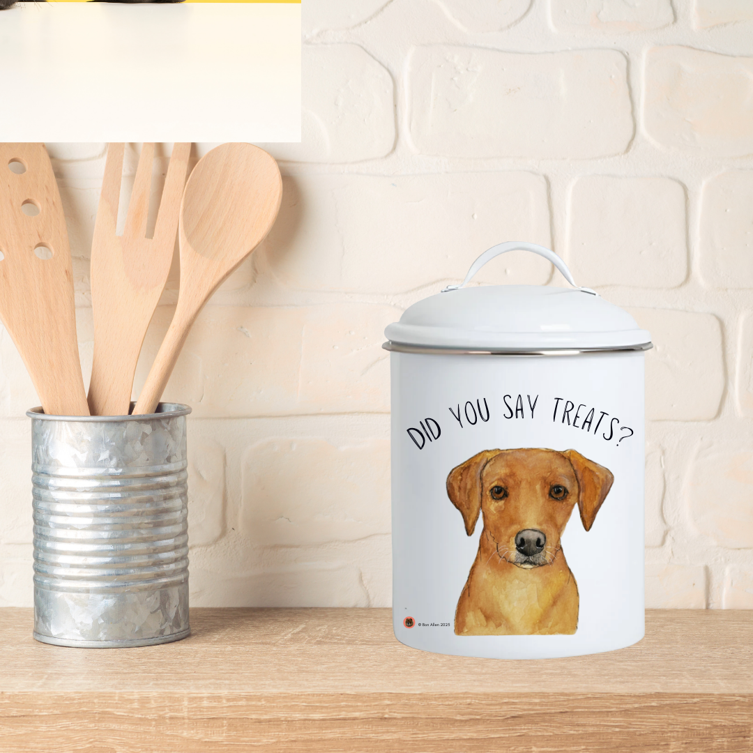 “In Case of Emergency, Break for Biscuits” Enamel Treat Jar – Starring the Om Nom Nomnivore